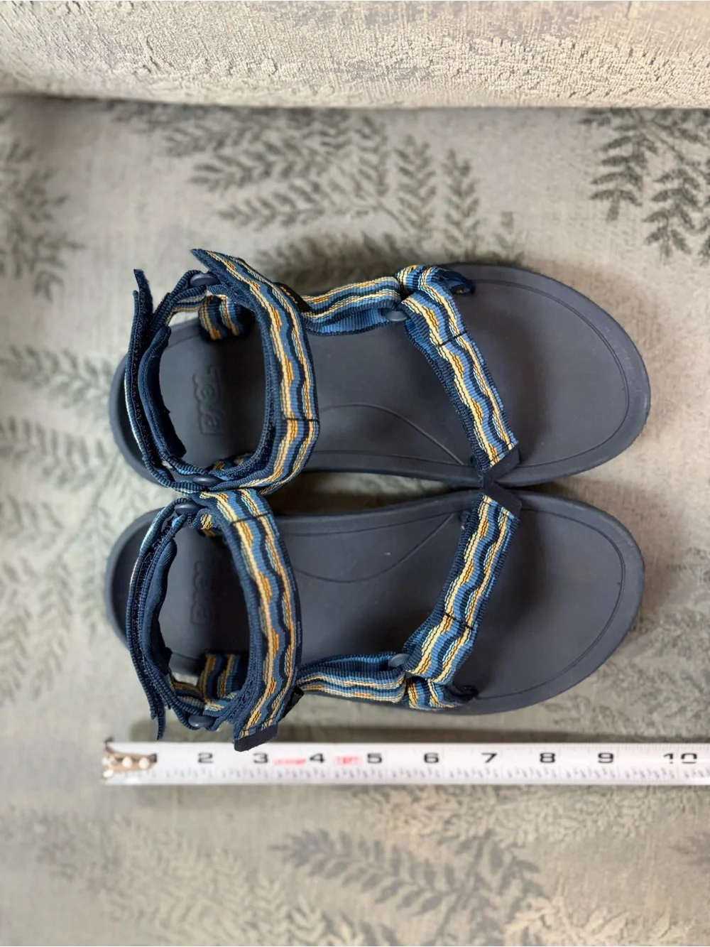 Tea Navy Blue Strappy Sport Sandals with Multicolor Webbing